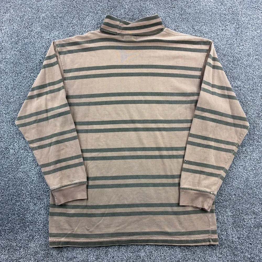 Vintage Banana Republic Shirt Mens M Brown Cotton Striped Safari Mock Neck